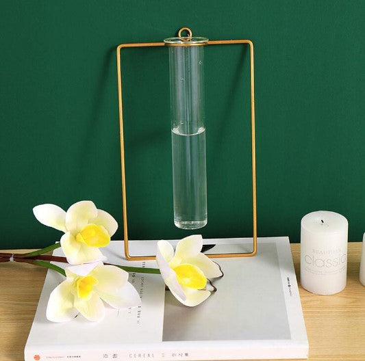 Wall-mounted Glass Vase Home Decor Wall Decoration Iron Hanging Flower Vases Hydroponic Plants Container Wedding Decoration