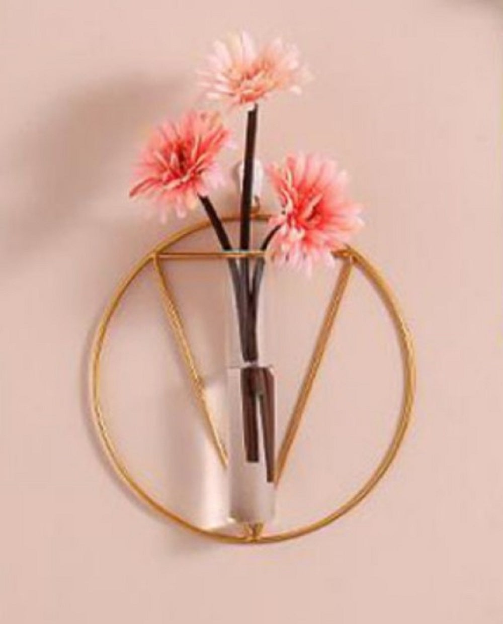 1pc Wall-mounted Glass Vase Home Decor Wall Decoration Iron Hanging Flower Vases Hydroponic Plants Container
