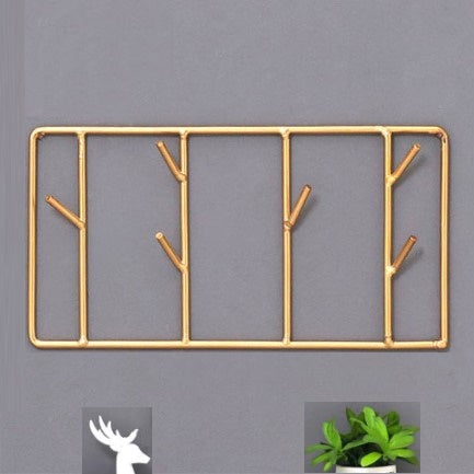 Minimalist Gold Wall Key Holder – Stylish Multi-Hook Organizer for Modern Homes