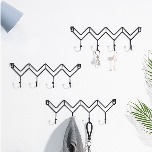 1pc Creative Wall Rack Clothes Storage Rack Hook Modern Zig-Zag Wall Hook Organizer – Minimalist Metal Hanger for Keys, Coats & Accessories