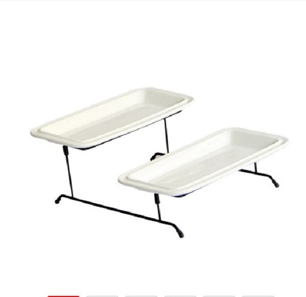 2Tier Metal Buffet Server Stand - Modern Step Platter Rack for Desserts & Fruits