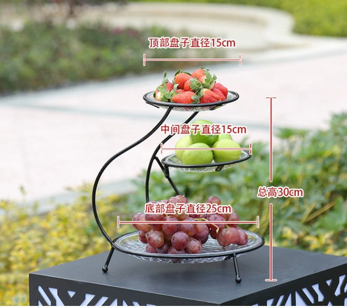 Luxury 3-Tier Spiral Fruit Serving Rack – Elegant Gold Metal Stand with Glass Plates for Fruits & Desserts