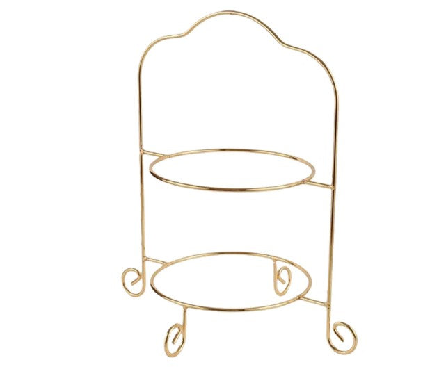 Luxury 2-Tier Gold Dessert & Serving Rack – Elegant Metal Stand with Melamine Plates for Cakes, Pastries & Snacks