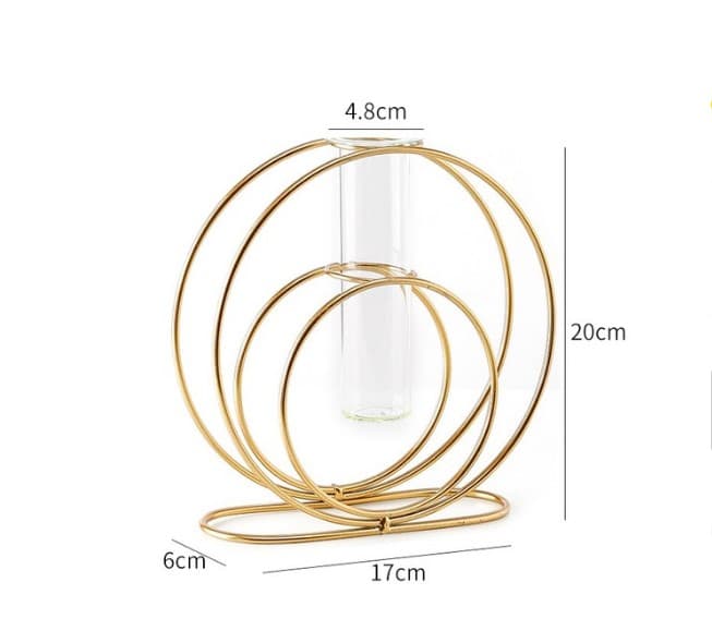 Geometric Vase – Modern Hydroponic Plant Holder with Glass Tube