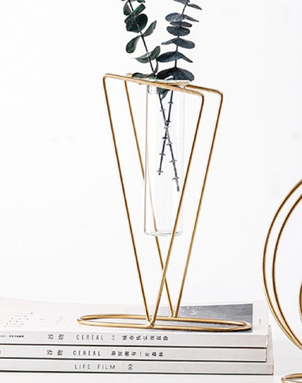 Modern V-Shape Gold Table Vase – Elegant Geometric Glass Plant Holder for Home & Office Décor