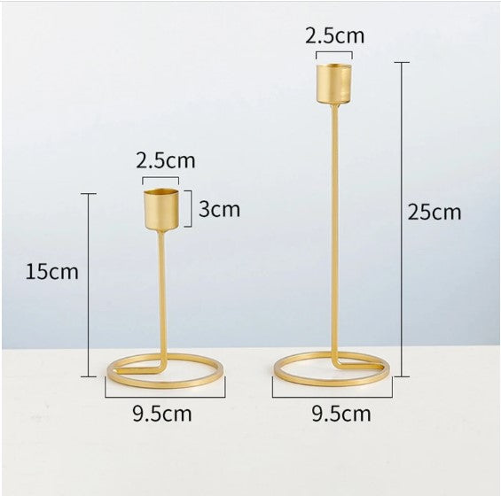 2 Piece Modern Iron Candle Holder Set – Minimalist Gold Candlestick for Wedding, Party & Home Decor