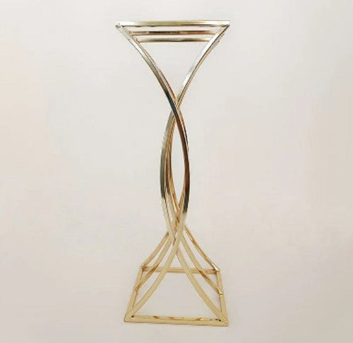 10-Inch Luxury Gold Flower Stand – Geometric Metal Centerpiece for Wedding & Table Decor