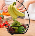 2-in-1 Metal Fruit Basket with Banana Hanger - Kitchen Countertop Storage Organizer