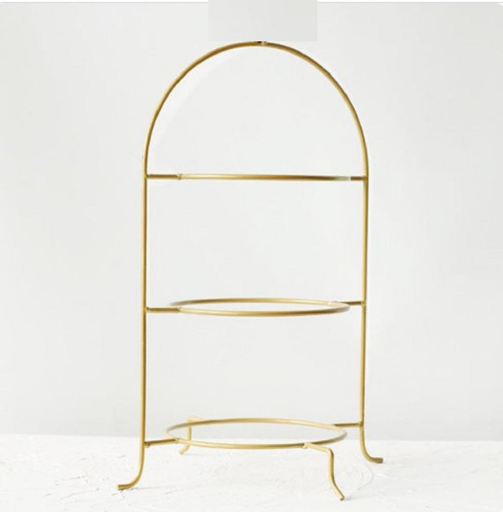 Luxury 2-Tier Gold Arch Serving Stand – Elegant Metal Dessert Platter & High Tea Buffet Rack