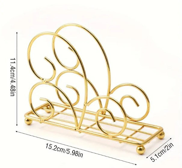 Metal Tissue Stand – Elegant Wrought Iron Scroll Napkin Holder for Dining Table