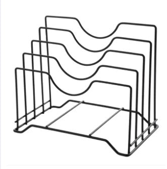 Modern Multi-Purpose Kitchen Organizer Rack – Sleek Metal Holder for Plates, Lids, Cutting Boards & Books