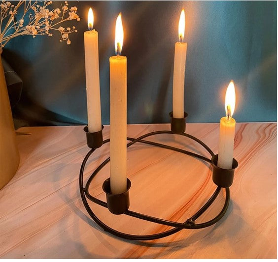 Luxury Circular 4-Candle Candelabra – Modern Metal Geometric Centerpiece for Romantic Ambiance & Table Decor