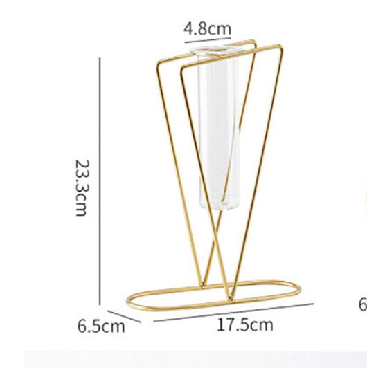 Modern V-Shape Gold Table Vase – Elegant Geometric Glass Plant Holder for Home & Office Décor