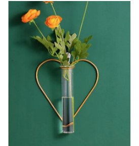 Glass Vase Home Decor Wall Decoration Iron Hanging Flower Vases Hydroponic Plants Container Wedding Decoration