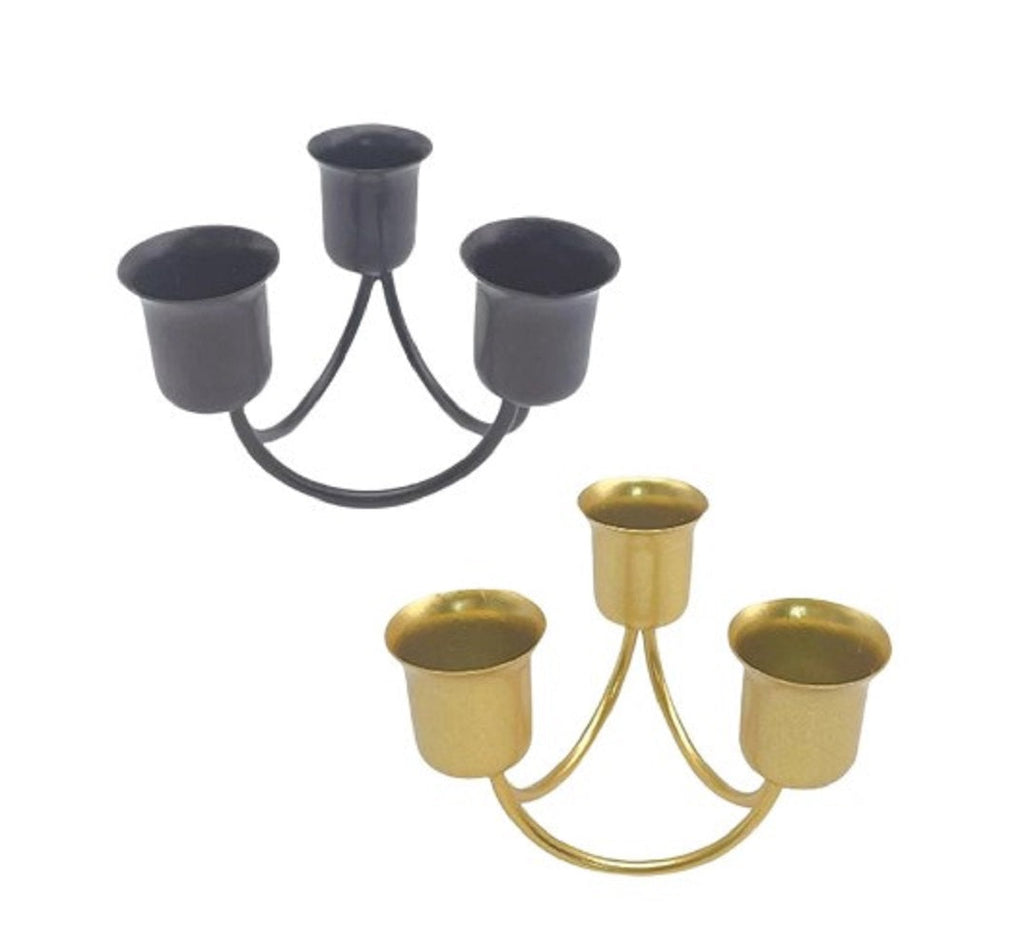 Minimalist Golden 3-Candle Holder – Compact Elegant Centerpiece for Coffee Table, Bedside & Romantic Decor