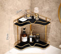 Luxury 2-Tier Corner Organizer Rack - Gold Metal Storage Shelf for Cosmetic & Bathroom Decor
