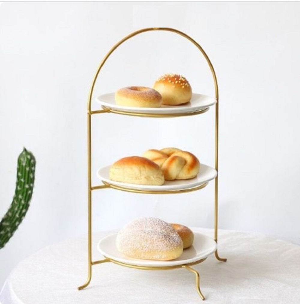 Luxury 2-Tier Gold Arch Serving Stand – Elegant Metal Dessert Platter & High Tea Buffet Rack