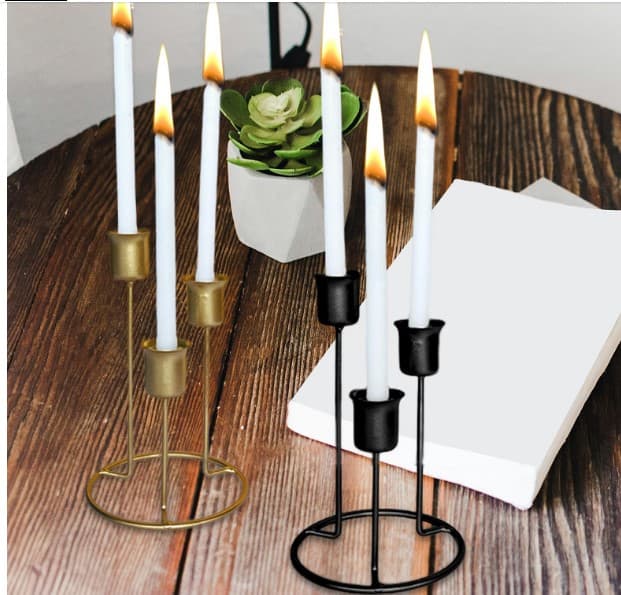 Metal 3-Arm Candle Holder - Minimalist Nordic Candelabra for Table Decor
