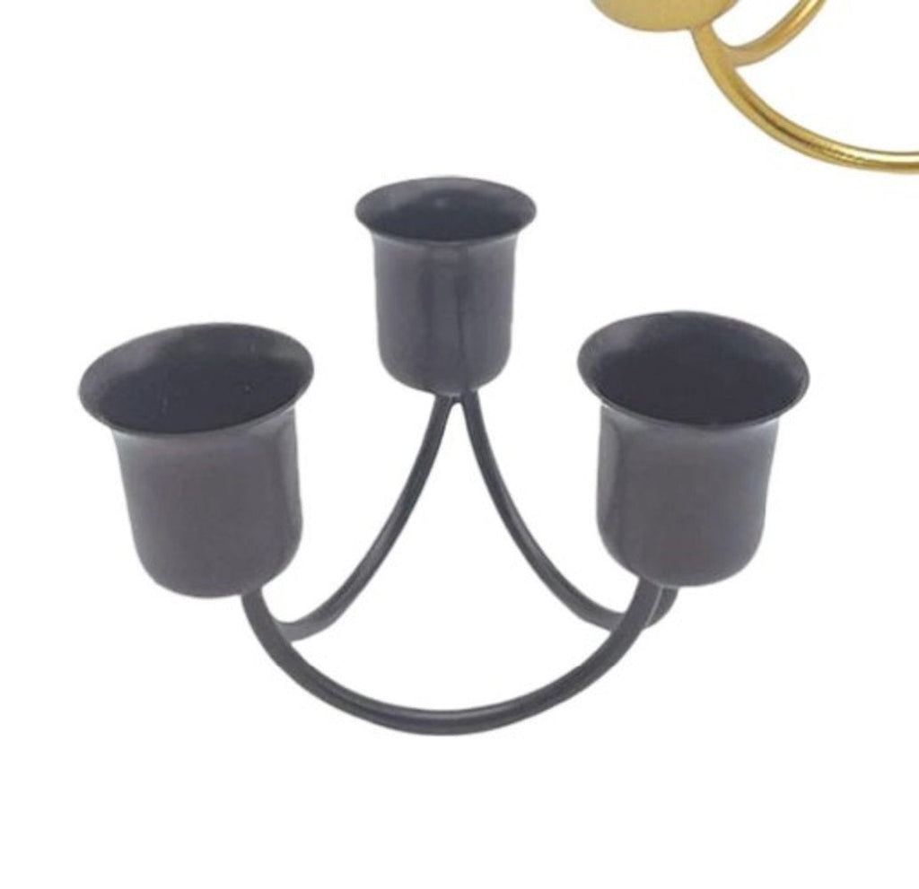 Minimalist Golden 3-Candle Holder – Compact Elegant Centerpiece for Coffee Table, Bedside & Romantic Decor