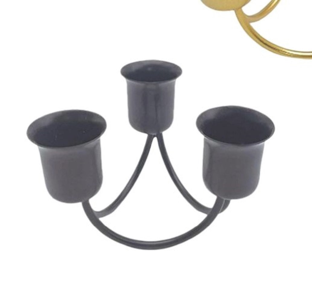 Minimalist Golden 3-Candle Holder – Compact Elegant Centerpiece for Coffee Table, Bedside & Romantic Decor