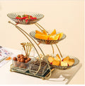 Luxury Multi-3Tier Gold Serving Stand – Elegant Fruit Bowl Set with 3 Decorative Glass Bowls & Square Snack Trays