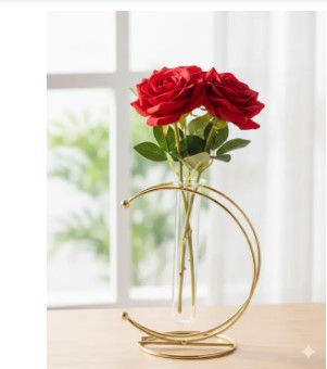 Luxury Golden Crescent Moon Test Tube Vase – Elegant Lunaria Ranunculus Bud Holder for Centerpieces & Table Decor