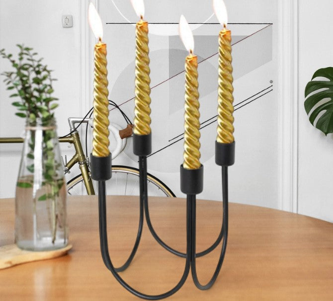 Luxury 4-Arm Golden Candle Stand - Elegant Centerpiece for Dining Table