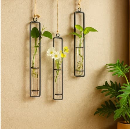 3pcs Nordic Decoration Home Flower Wall Vase Flower Test Tube Vases Clear Glass Container Wall Hanging Air Plant Flower Bottle Vase