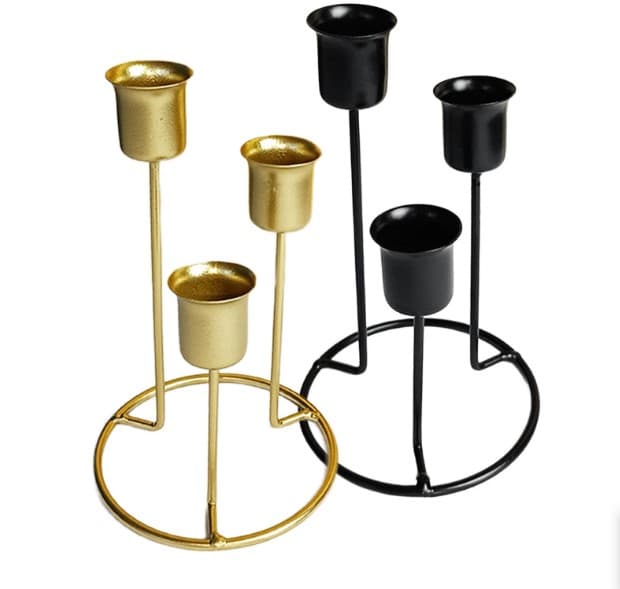 Metal 3-Arm Candle Holder - Minimalist Nordic Candelabra for Table Decor