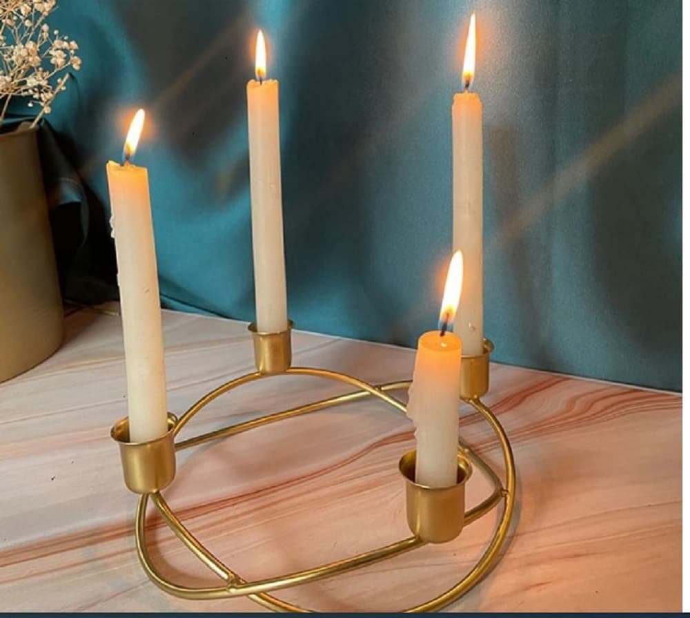 Luxury Circular 4-Candle Candelabra – Modern Metal Geometric Centerpiece for Romantic Ambiance & Table Decor