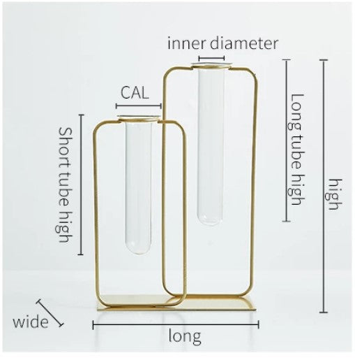 Elegant Double Bottle Gold Hydroponic Vase – Modern Minimalist Floral Display for Home & Office