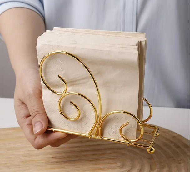 Metal Tissue Stand – Elegant Wrought Iron Scroll Napkin Holder for Dining Table