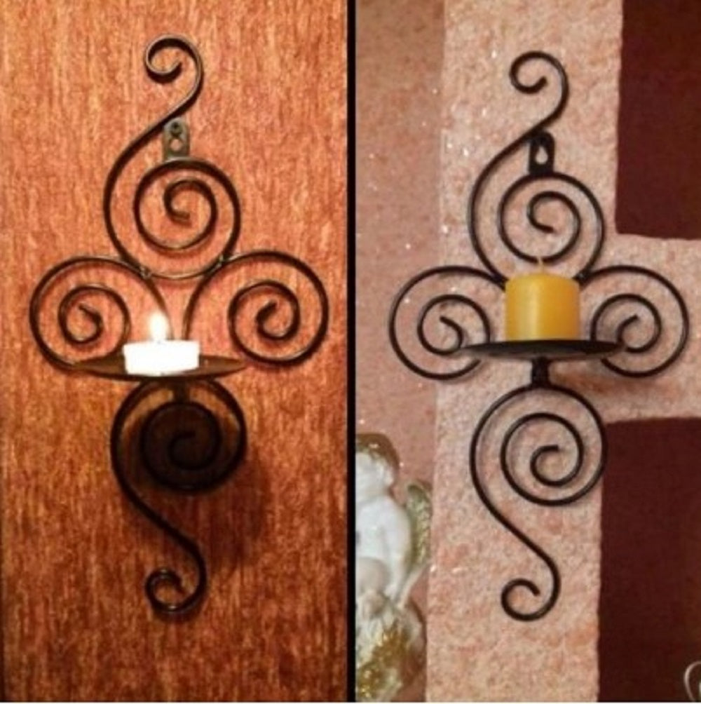 1pc Wall-Mounted Candle Holder – Artistic Wrought Iron Wall Sconce for Elegant Home & Interior Decor