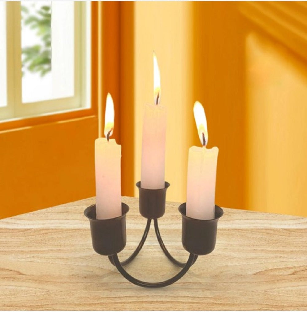 Minimalist Golden 3-Candle Holder – Compact Elegant Centerpiece for Coffee Table, Bedside & Romantic Decor