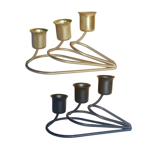 3-Arm Iron Romantic Candlestick Stand – Heart-Shaped Luxury Candle Holder for Wedding & Home Decor