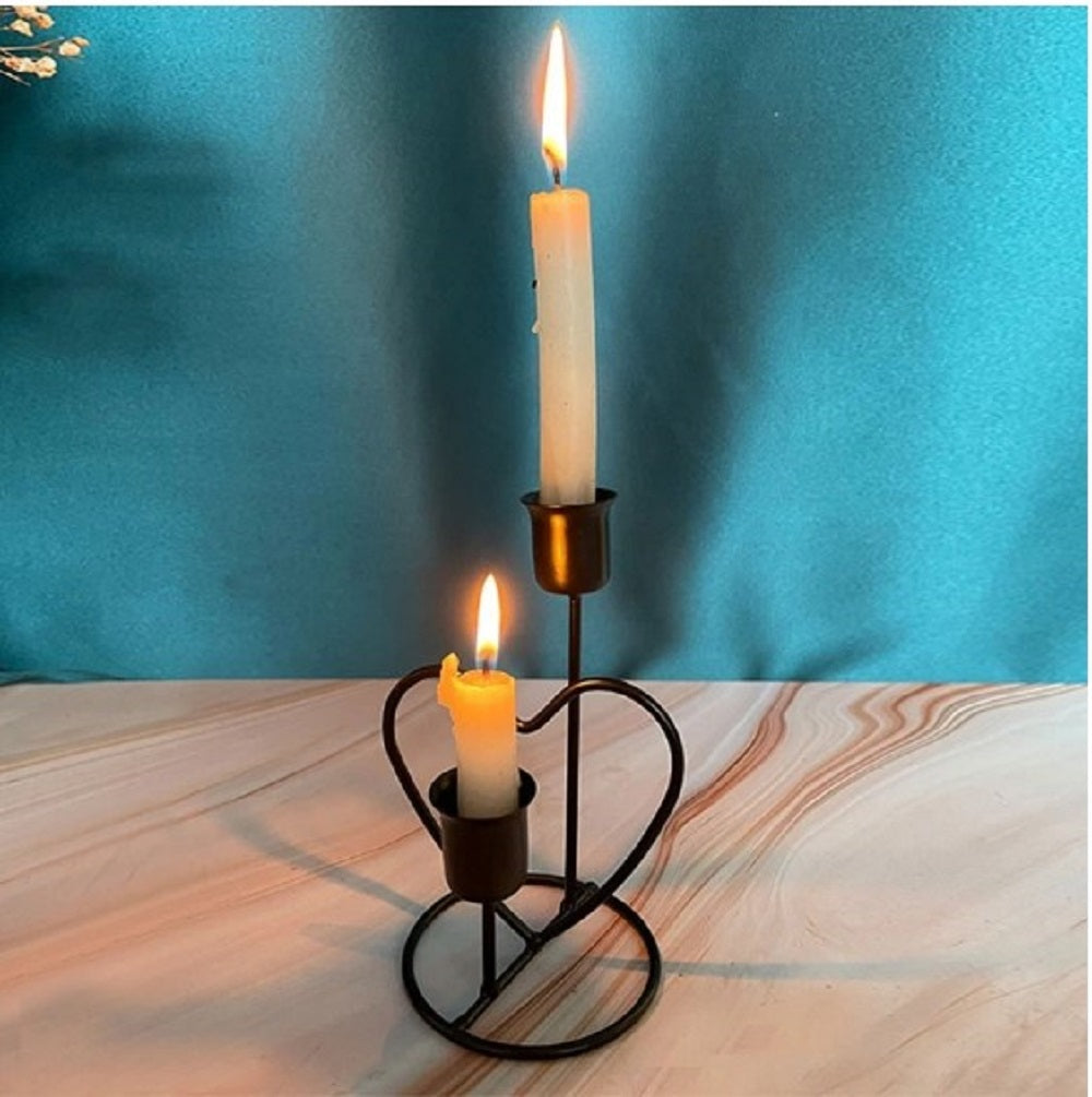 Premium Gold Heart Twin Candle Sconce - Aesthetic Centerpiece for Bedroom