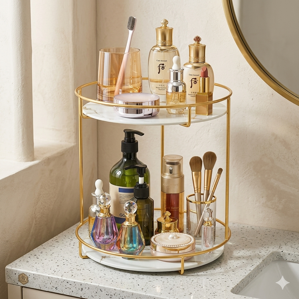 Iron Art Nordic Style Bathroom Rack Lipstick Perfume Cosmetic Skin Care Product Storage Rack Finishing Table Rack